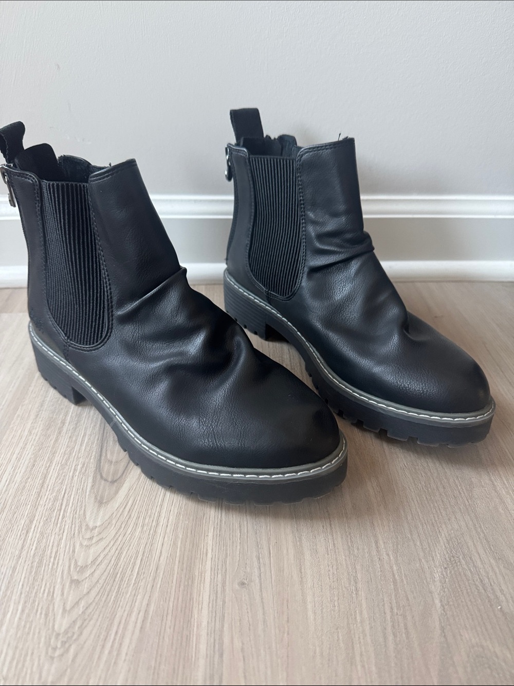 Blowfish Black Chelsea Lug Ankle Boots with Side Elastic